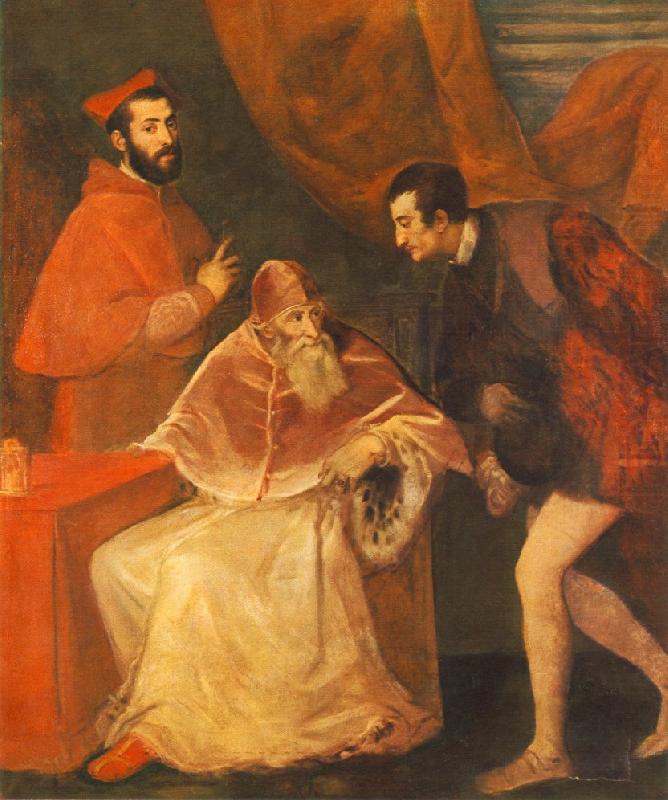 Pope Paul III with his Nephews Alessandro and Ottavio Farnese ar, TIZIANO Vecellio